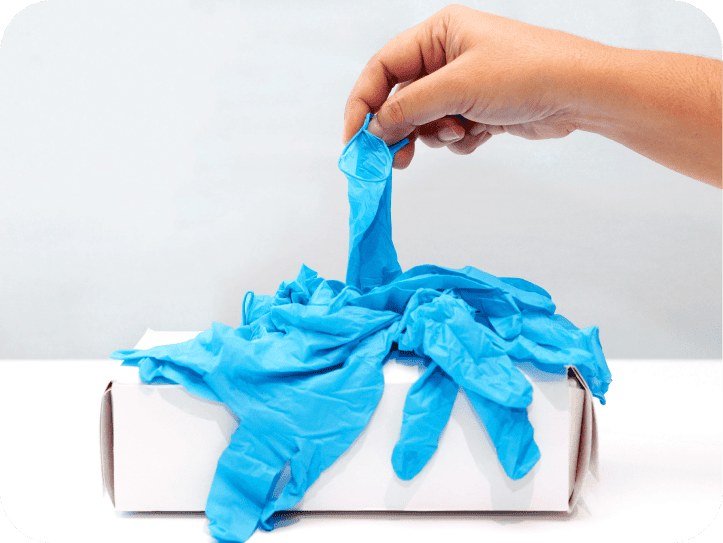 Several gloves pulled out at once