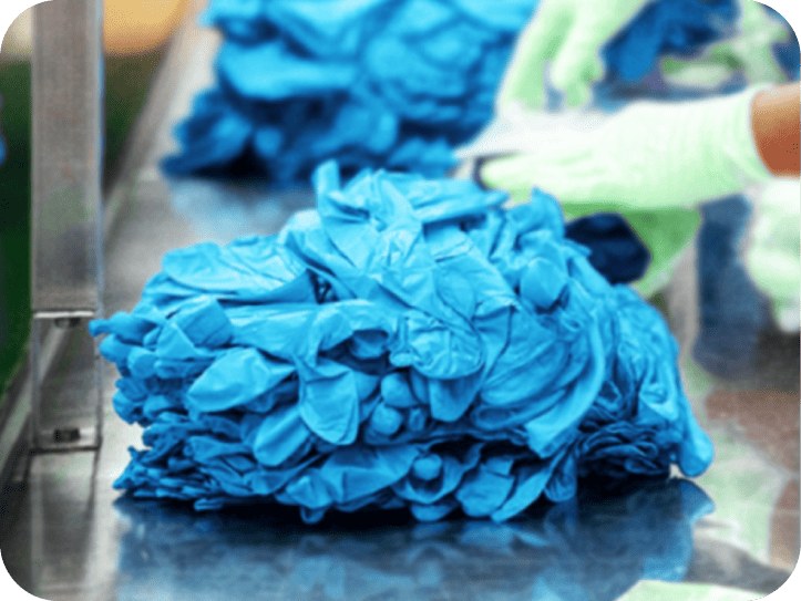 Untidy glove arrangement inside a box